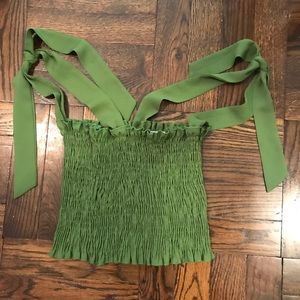 Green rouched tube top